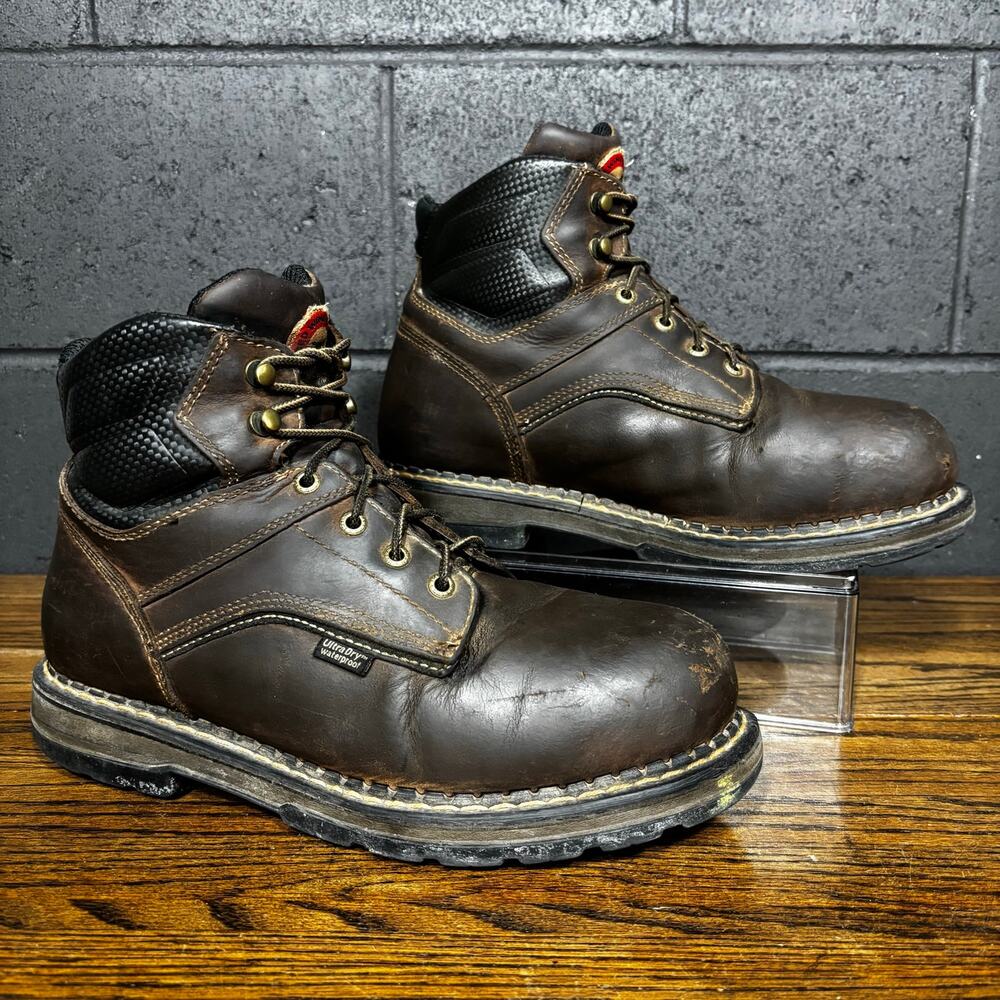 Red Wing Irish Setter Brown Leather Work Boots Steel Toe USA Made Men’s 9.5